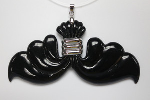 110X50mm Buffalo Horn Designer Bead Pendant With 925 Silver Setting [z1782]