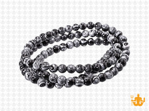 4mm Black Lace Malachite Round Beads 15.5" synthetic [4r49k]