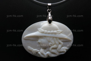 45x35mm Mother of Pearl Cameo Designer Bead Pendant [z7318]