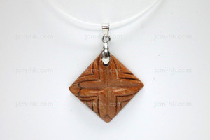 25X25mm Wood Carved Designer Bead Pendant [z1521]