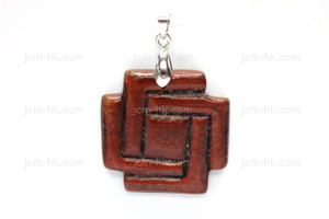 28X30mm Wood Carved Designer Bead Pendant [z1524]
