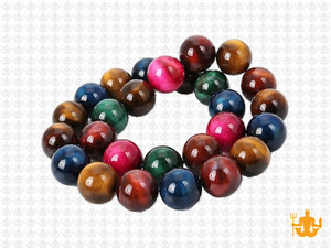 10mm Mix Tiger Eye Round Beads 15.5" dyed [10g3x]