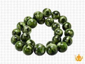 10mm Green Sesame Agate Round Beads 15.5" dyed [10g4g]