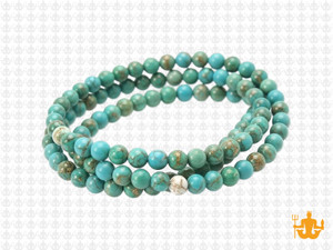 4mm White, Blue & Green Turquoise Round Beads 15.5" stabilized [4x13]