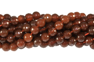 12mm Red Agate Faceted Round Beads 15.5" heated [c12f10]