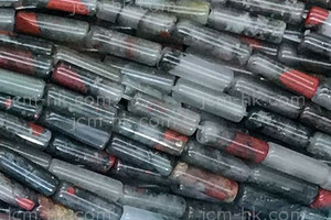 4x13mm Blood Agate Tube Beads 15.5" natural [h1d1]