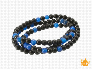 4mm Matte Black Agate & Chalcedony Round Beads 15.5" [4x34]
