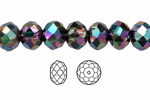 4x3mm Rainbow Peacock Glass Faceted Rondelle about 15.5" [uc1c5]