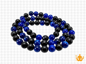 6mm Blue Jade & Obsidian Round Beads 15.5" dyed [6x48]