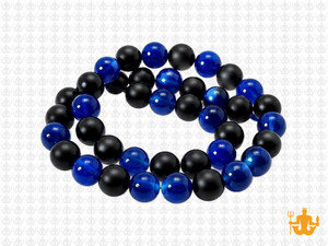 8mm Blue Jade & Obsidian Round Beads 15.5" dyed [8x48]