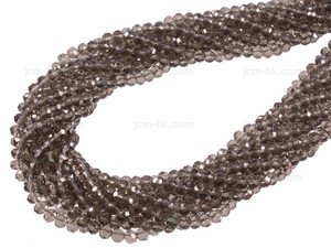 4mm Smoky Quartz Faceted Rondelle Beads 15.5" synthetic [h6a8-4]