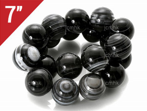 12mm Black Banded Agate Round Loose Beads About 7" dyed [i12f26]