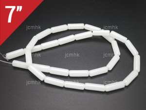 4x13mm White Quartz Tube Loose Beads 7" [iu78a76]