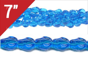 12mm Aquamarine Skull Loose Beads 7" synthetic [iu91a34]