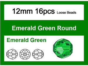 12mm Emerald Crystal Faceted Round Loose Beads 16pcs. [iuc10a17]