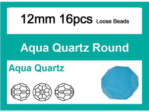 12mm Aqua Opal Crystal Faceted Round Loose Beads 16pcs. [iuc10b6]