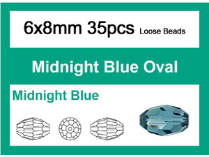 6x8mm Midnight Blue Crystal Faceted Rice Loose Beads 20pcs. [iuc12a22]