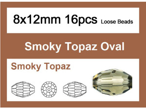 8x12mm Smoky Crystal Faceted Rice Loose Beads 16pcs. [iuc13a24]