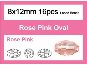 8x12mm Pink Crystal Faceted Rice Loose Beads 16pcs. [iuc13a5]