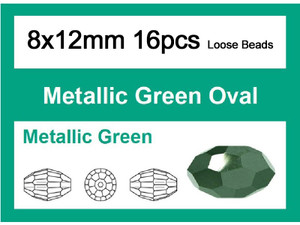 8x12mm Metallic Green Crystal Faceted Rice Loose Beads 16pcs. [iuc13b20]