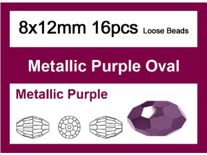 8x12mm Metallic Purple Crystal Faceted Rice 32 Bead [iuc13b22]