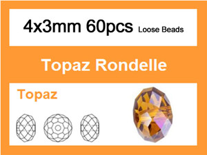 4x3mm Topaz Crystal Faceted Rondelle Loose Beads 60pcs. [iuc1a12]