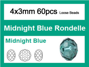 4x3mm Midnight Blue Crystal Faceted Rondelle Loose Beads 60pcs. [iuc1a22]