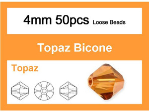 4mm Topaz Crystal Faceted Bicone Loose Beads 50pcs. [iuc21a12]