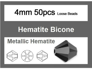 4mm Metallic Gray Crystal Faceted Bicone Loose Beads 50pcs. [iuc21a15]