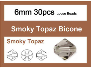 6mm Smoky Crystal Faceted Bicone Loose Beads 30pcs. [iuc22a24]