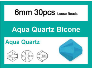 6mm Aqua Opal Crystal Faceted Bicone Loose Beads 30pcs. [iuc22b6]
