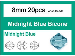 8mm Midnight Blue Crystal Faceted Bicone Loose Beads 20pcs. [iuc23a22]
