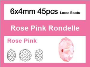 6x4mm Pink Crystal Faceted Rondelle Loose Beads 45pcs. [iuc2a5]