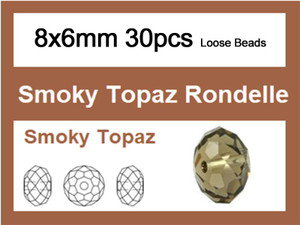 8x6mm Smoky Crystal Faceted Rondelle Loose Beads 30pcs. [iuc3a24]