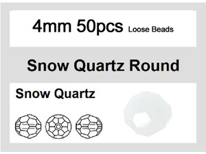 4mm White Opal Crystal Faceted Round Loose Beads 50pcs. [iuc6b1]