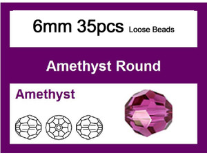 6mm Amethyst Crystal Faceted Round Loose Beads 35pcs. [iuc7a20]