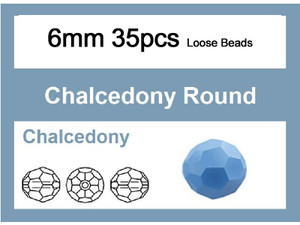 6mm Blue Opal Crystal Faceted Round Loose Beads 35pcs. [iuc7b4]
