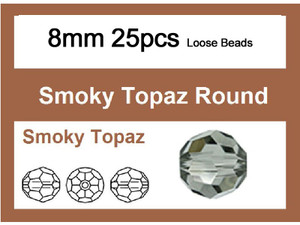 8mm Smoky Crystal Faceted Round Loose Beads 25pcs. [iuc8a24]