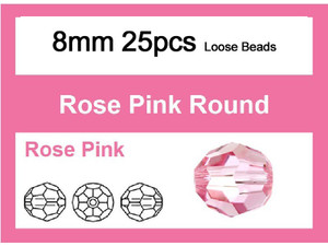8mm Pink Faceted Round Loose Beads 25pcs. [iuc8a5]