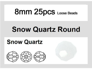 8mm White Opal Crystal Faceted Round Loose Beads 25pcs. [iuc8b1]