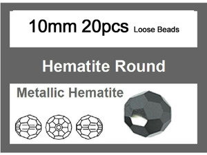 10mm Metallic Gray Crystal Faceted Round Loose Beads 20pcs. [iuc9a15]