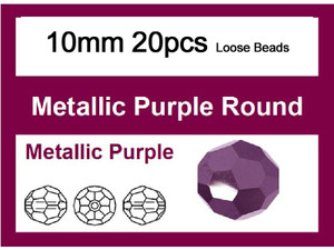 10mm Metallic Purple Crystal Faceted Round Loose Beads 20pcs. [iuc9b22]