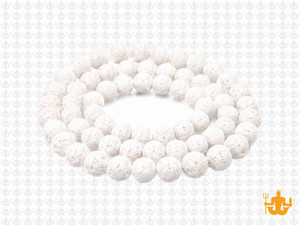 6mm Volcano White Lava Round Beads 15.5" natural [6d54]