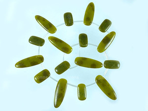 12x22mm+13x38mm Nephrite Jade Teeth Beads 15.5" natural [wa292a]