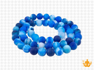 6mm Matte Blue Banded Agate Round Beads 15.5" dyed [6f22m]