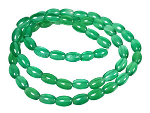 4x6mm Green Banded Agate Rice Beads 15.5" dyed [a214e]