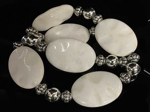 30x40mm White Jade Oval Wave Beads 15.5" natural [wa124b]