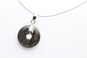 25mm Black Pyrite Donut Pendant 1pc. [y912bp]