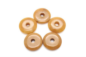 25mm Golden Jade Donut BEads 2pcs. [y913b]