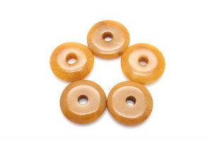 20mm Golden Jade Donut Beads 2pcs. [y914b]